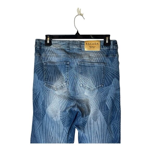 Escada Jeans Women 12 Blue Medium Wash Geometric Prism Straight Leg Retro - Picture 4 of 10